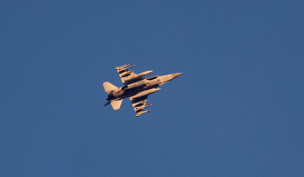 This photo taken from a position in northern Israel shows an Israeli Air Force fighter jet flying to intercept a hostile aircraft that launched from Lebanon over the border area with south Lebanon on August 25, 2024. (AFP)