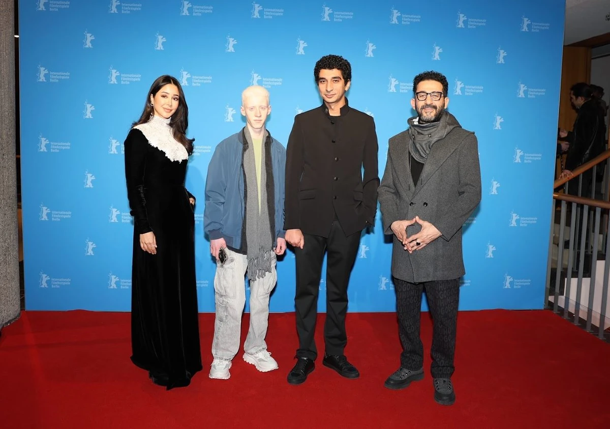 Aseel Omran, Badr Mohamed, filmmaker Karim El-Shenawy and writer Haitham Dabbour at the Berlin International Film Festival. (Instagram)