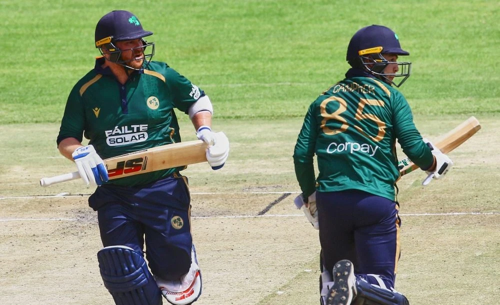 Paul Stirling and Curtis Campher in action for Ireland. (X/@cricketireland)
