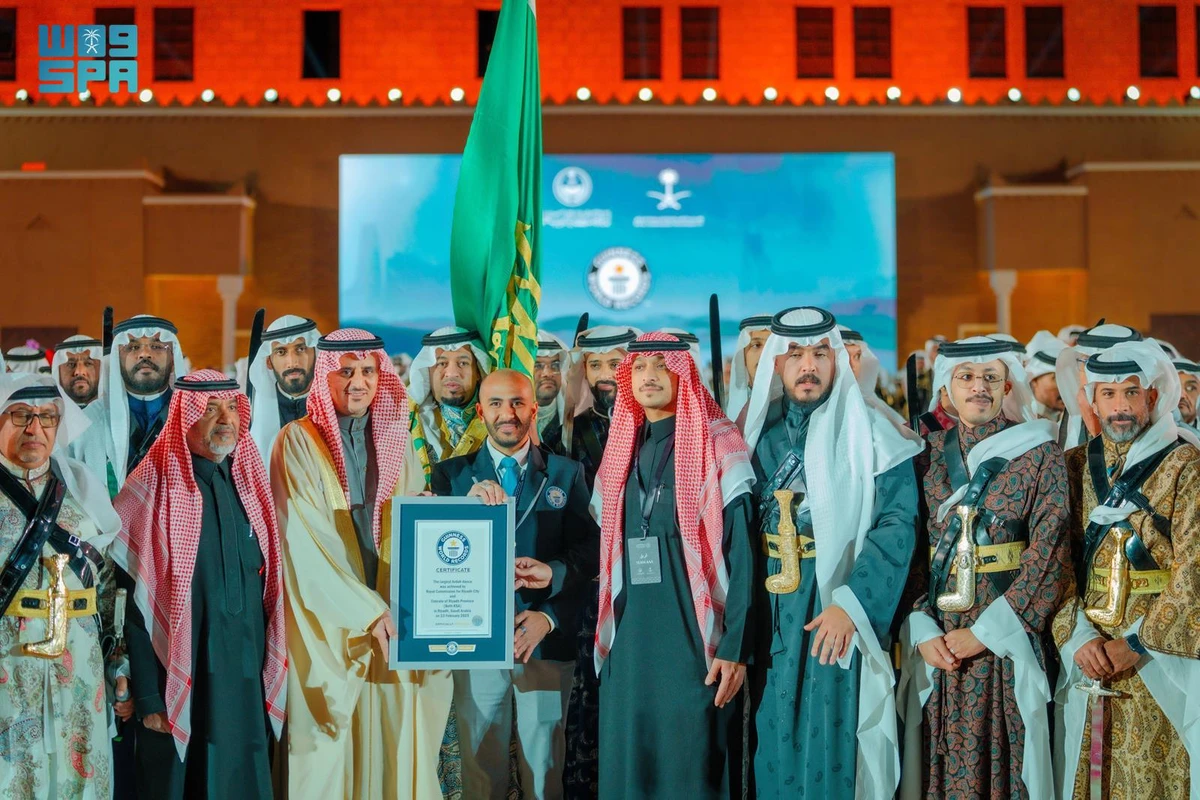 Founding Day celebrations set a Guinness World Record for the largest Saudi Ardah performance in Riyadh. (SPA)