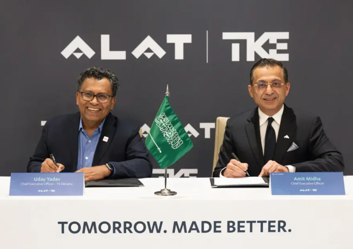Uday Yadav, CEO of TK Elevator, and Amit Midha, CEO of Alat. TK Elevator, Alat