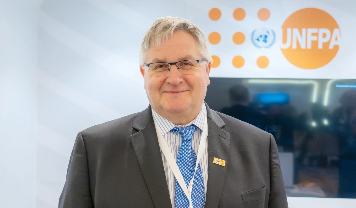 Andrew Paul Saberton, deputy executive director of the United Nations Population Fund (UNFPA) is pictured on the sidelines of the 4th Riyadh International Humanitarian Forum on Tuesday. (AN Photo by Jafar Al-Saleh)