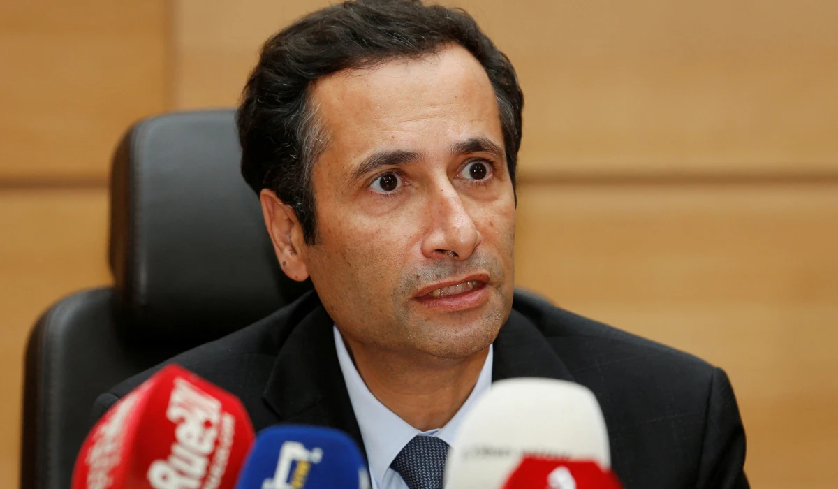 Moroccan Minister of Finance Mohamed Benchaaboun speaks during a news conference in Rabat, Morocco October 22, 2019. (REUTERS)