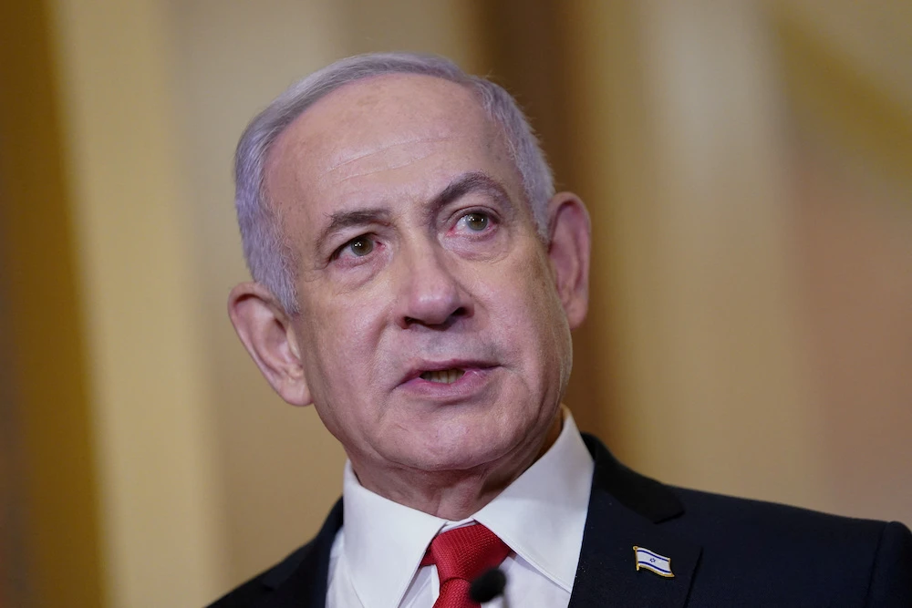 Israeli Prime Minister Benjamin Netanyahu speaks to reporters in Washington. (Reuters)