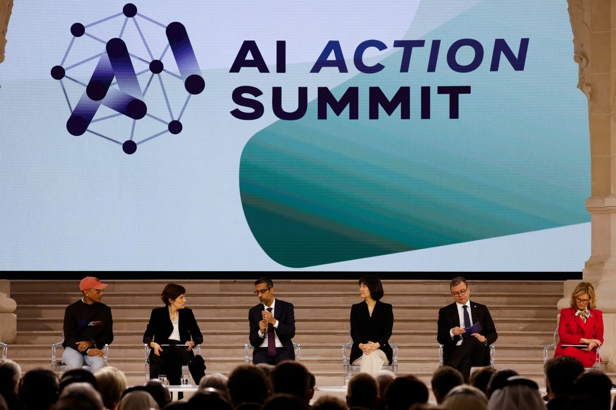 A plenary session at the Artificial Intelligence (AI) Action Summit, at the Grand Palais, in Paris, on February 11, 2025