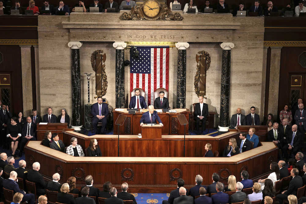 US President Donald Trump addresses a joint session of Congress at the Capitol in Washington on March 4, 2025. (AP)