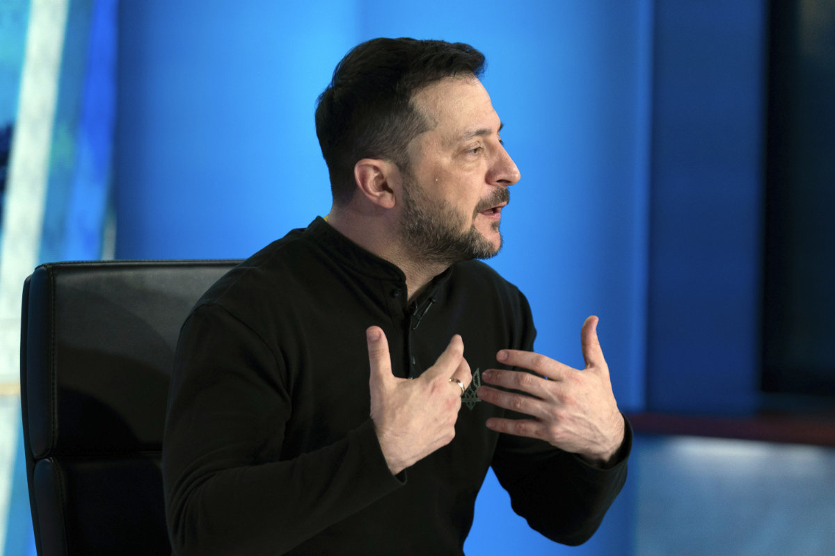 Ukraine's President Volodymyr Zelenskyy speaks during an interview with Bret Baier during a taping of FOX News Channel's Special Report with Bret Baier in Washington on Feb. 28, 2025. (AP Photo)