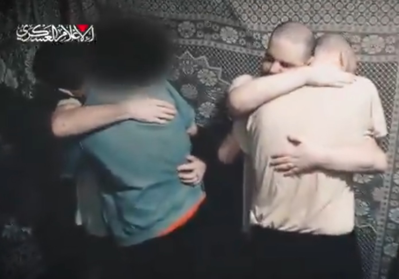 A screenshot of a three-minute video released by Hamas showing an emotional farewell between Israeli-Argentinian Yair Horn and his brother Eitan, suggesting that it was filmed shortly before Yair's release on Feb. 15.(X/@AvivaKlompas)