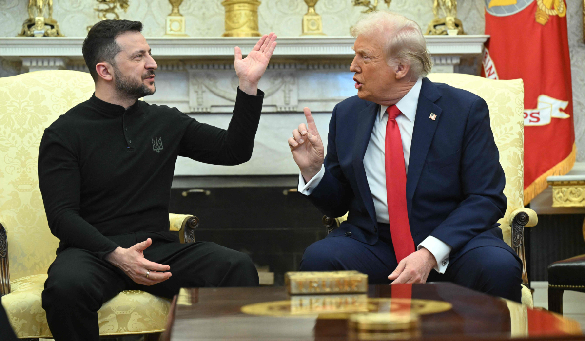 US President Donald Trump and Ukraine's President Volodymyr Zelensky meet in the Oval Office of the White House in Washington, DC, February 28, 2025. (AFP)
