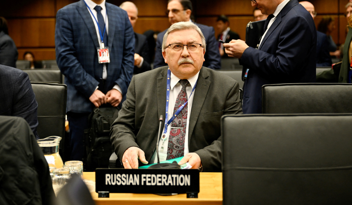 Russian Representative Mikhail Ulyanov looks on before the opening the IAEA’s quarterly Board of Governors meeting in Vienna, Austria, March 3, 2025. (REUTERS)
