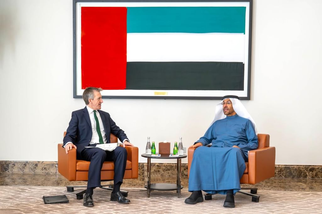 UAE Minister of State Ahmed Al-Sayegh and UK Minister of State for Security Dan Jarvis met in Abu Dhabi to discuss the UAE-UK partnership in tackling illicit financial flows. (WAM)