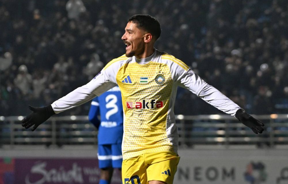 Flamarion celebrates scoring for Pahktakor against Al-Hilal in Tashkent. (X/@Pakhtakor_fc)