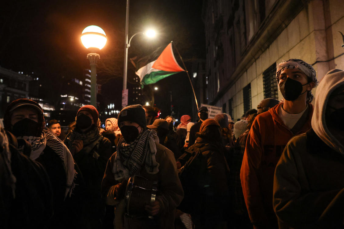 Police at the scene worked to separate the protest from a small group of pro-Israel counter-demonstrators nearby, though the two demonstrations passed without any incident. (Reuters)