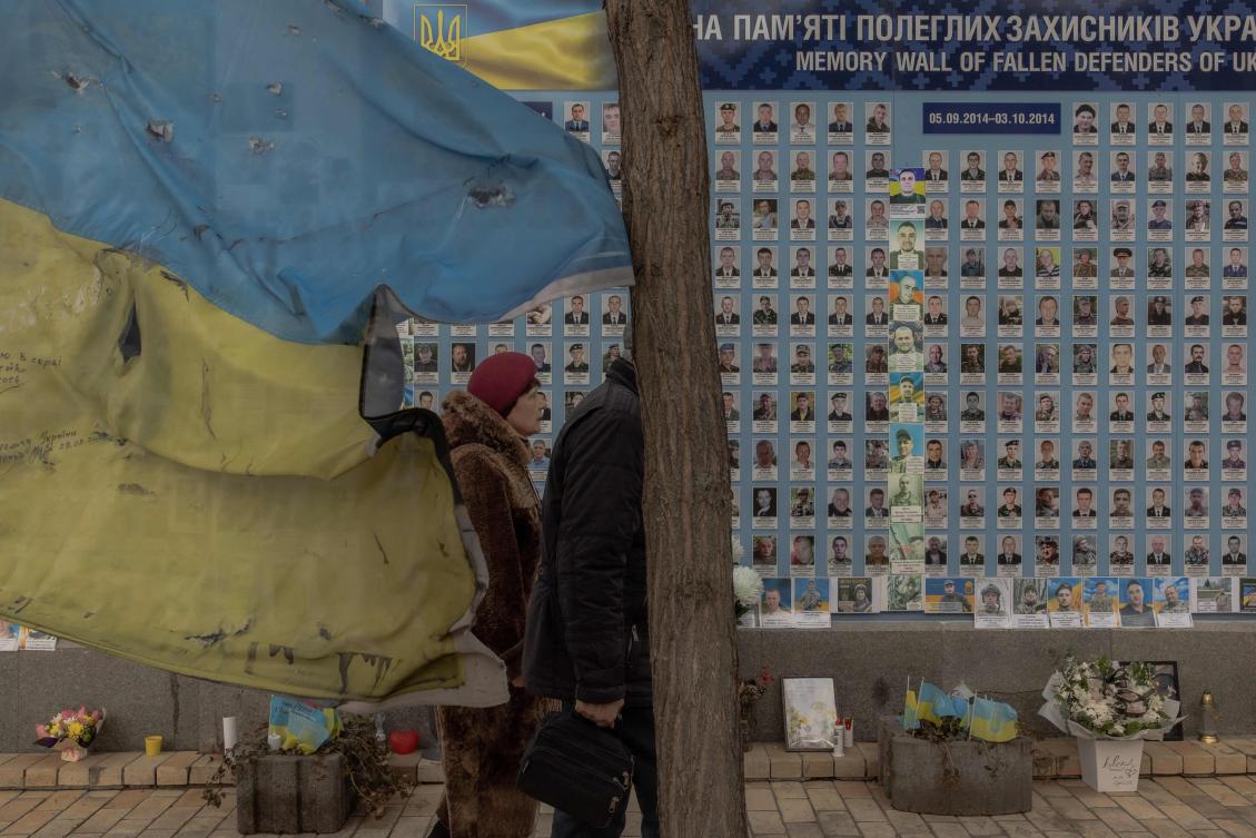 Above, residents visit the Wall of Remembrance of the Fallen for Ukraine memorial in downtown Kyiv on March 4, 2025. (AFP)