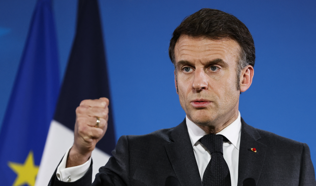 France's President Emmanuel Macron gestures as he addresses the media during a press conference at the end of a Special European Council to discuss continued support for Ukraine and European defence at the EU headquarters in Brussels on March 6, 2025. (AFP)
