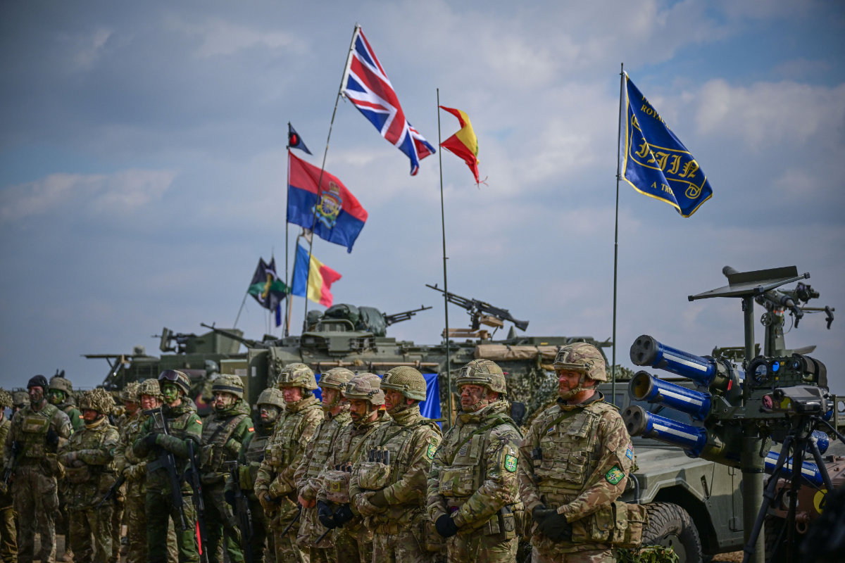 NATO military forces during static display after "Exercise Steadfast Dart 2025" at the Smardan Training Area in Smardan, Romania, on February 19, 2025. (AFP)