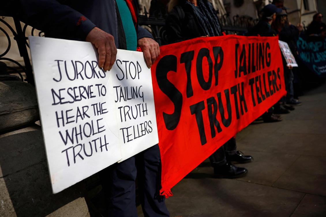 Above, protesters outside the Royal Courts of Justice in central London on March 7, 2025. (AFP)