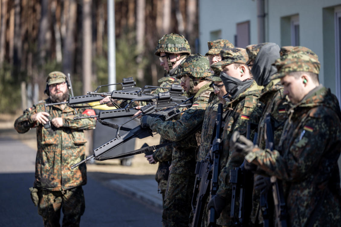 German reservists undergo shooting training at barracks, in Beelitz near Berlin, Germany, Mar. 6, 2025, as NATO looks to boost its strength after Russia's invasion of Ukraine. (Reuters)