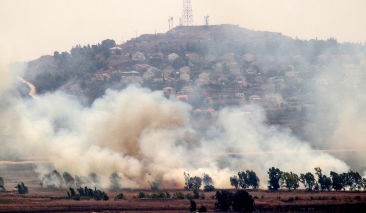 Smoke rises in the southern Lebanese Marjayoun plain after being hit by Israeli shelling on September 6, 2024. (AFP)