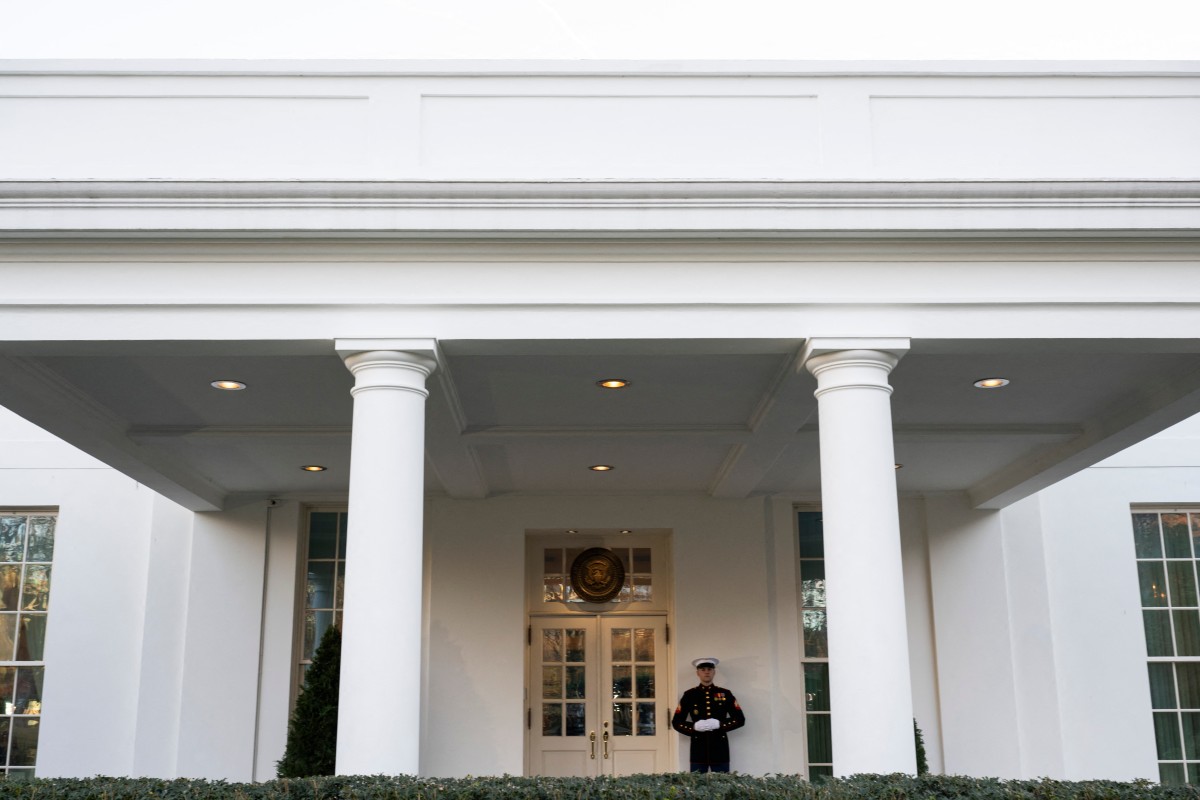 A US Marine stands sentry outside the West Wing of the White House ahead of US President Donald Trump's address to a joint session of Congress at the US Capitol in Washington, DC, on March 4, 2025. (AFP)