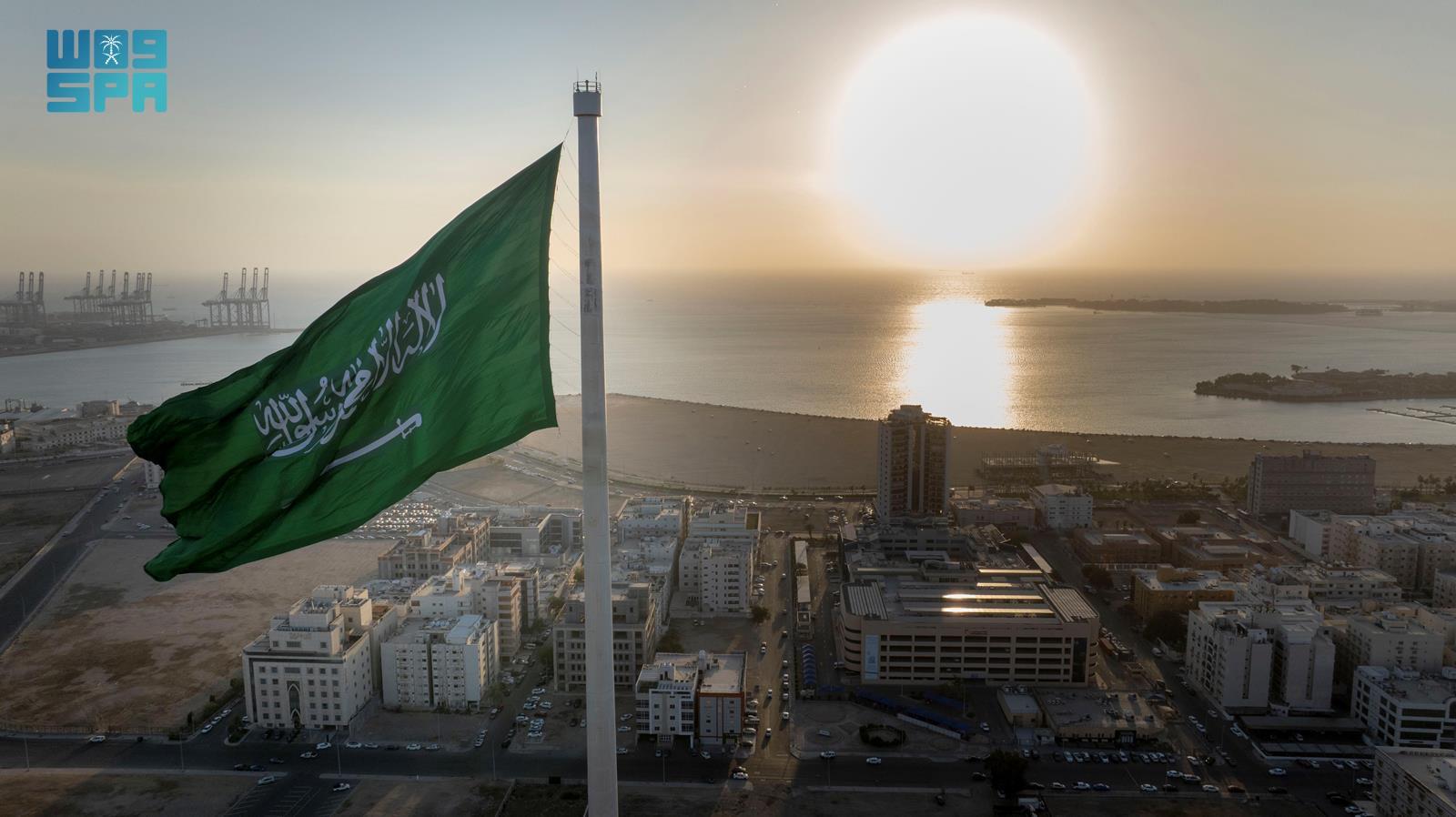 The Saudi flag hoisted in the city of Jeddah. (SPA)