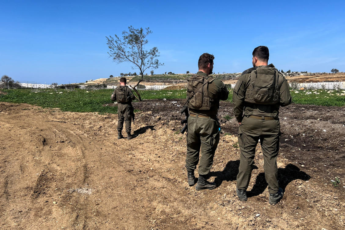 Israeli soldiers patrol near the Israel-Lebanon border, in Israel, March 12, 2025. (Reuters)