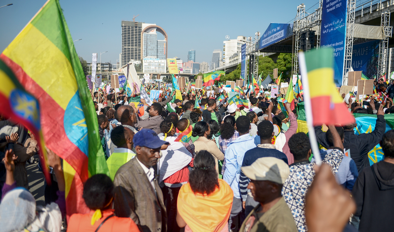 Ethiopians protest against the Tigray People’s Liberation Front in Addis Ababa. (File/AP)