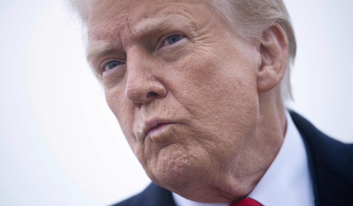 US President Donald Trump speaks to the press about the conflict in Ukraine before boarding Air Force One at Andrews Air Force Base March 14, 2025, in Maryland. (AFP)