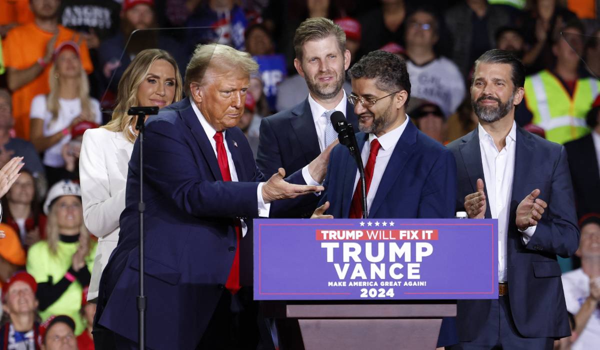 US President Donald Trump introduces Democratic Muslim mayor of Hamtramck Amer Ghalib during his last campaign rally at Van Andel Arena in Grand Rapids, Michigan on November 5, 2024. (AFP file photo)