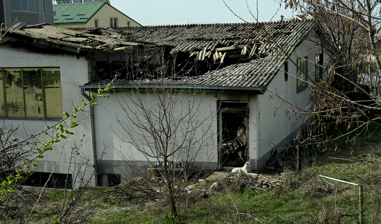 This photograph shows a view of a burnt down nightclub inside which a fire broke out and killed 59 people in Kocani, a town some 100 kms east of the capital Skopje, on March 16, 2025. (AFP)