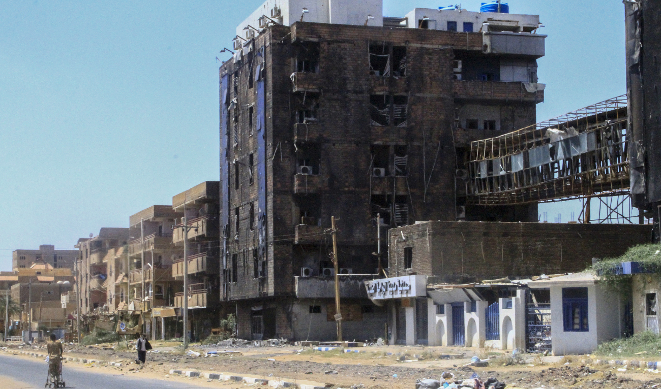This picture shows a burnt and heavily damage building in Khartoum North, on March 17, 2025. (AFP/File)