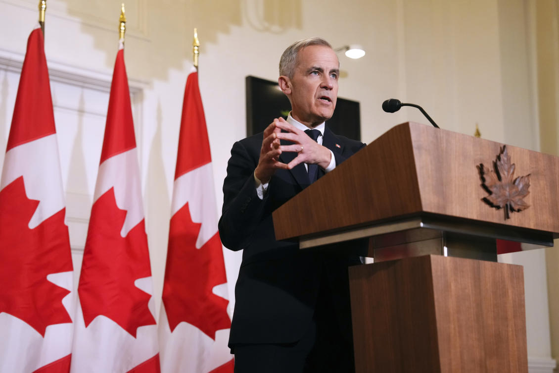 Prime Minister Mark Carney made clear on Monday that Canada would seriously look for possible alternatives to its deal to buy US fighter jets. (The Canadian Press via AP)