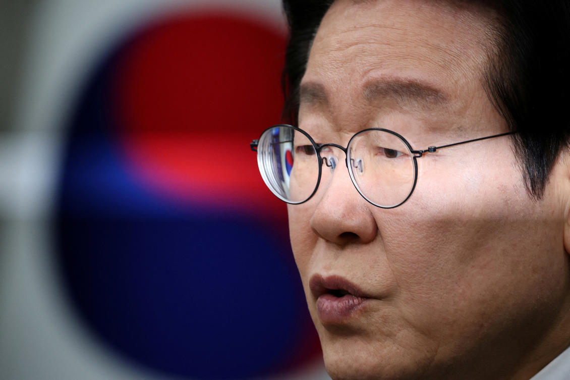 South Korea’s opposition Democratic Party leader, Lee Jae-myung, was stabbed in the neck in January last year by a man who lunged at him with a knife after asking for his autograph. (Reuters)