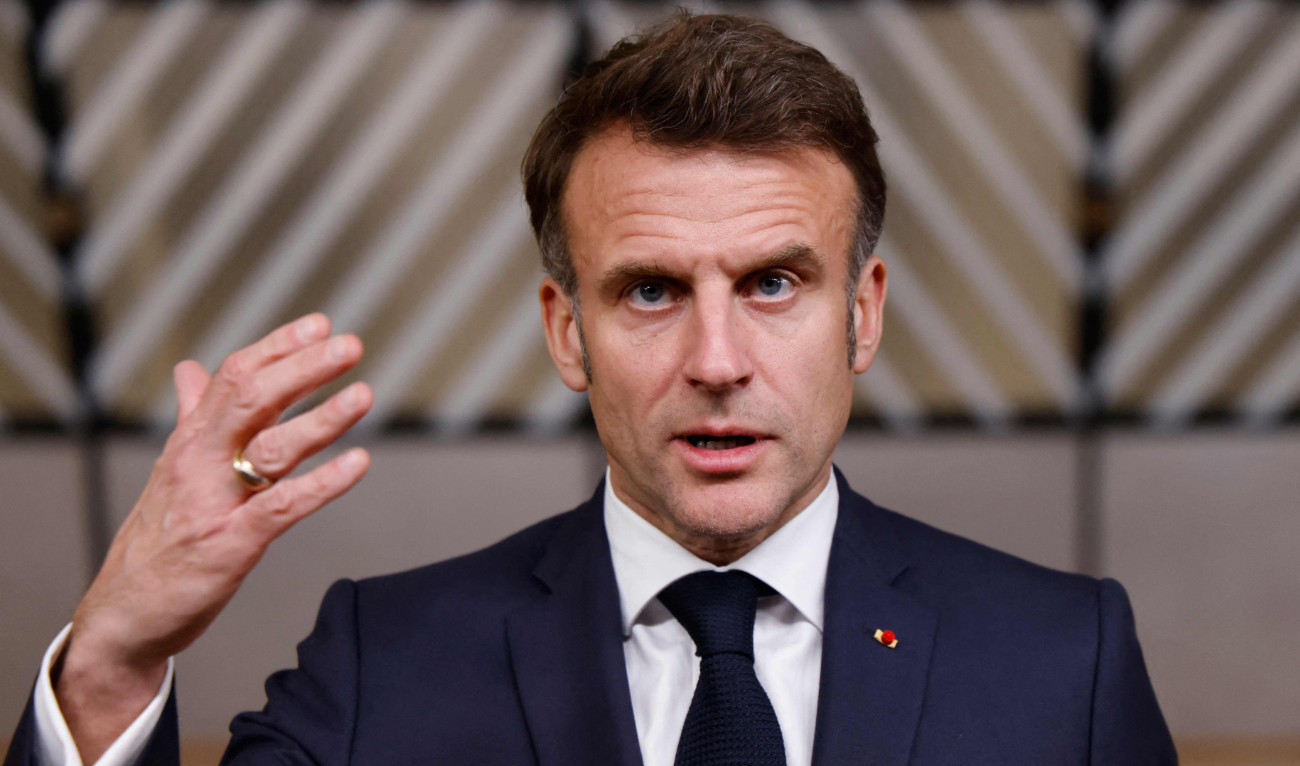 France's President Emmanuel Macron addresses the media following a European Union Summit in Brussels on March 20, 2025. (AFP)