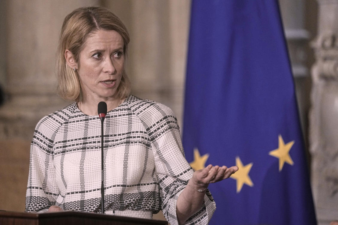 European Union foreign policy chief Kaja Kallas speaks during a news conference with Egyptian Foreign Minister Badr Abdelatty, in Cairo, Mar. 23, 2025. (AP)