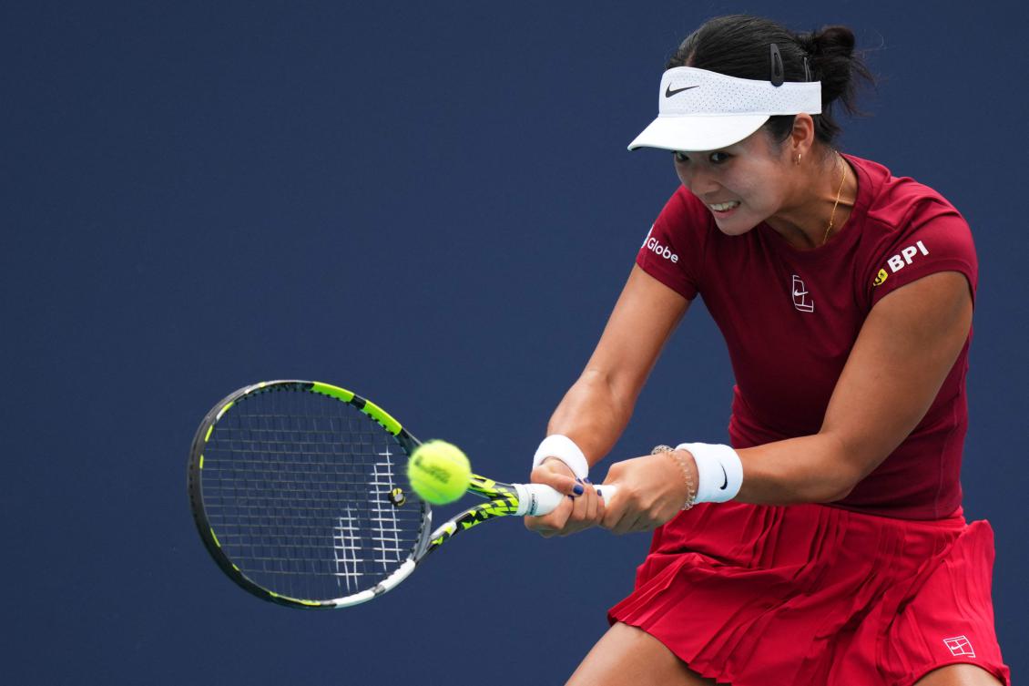 Alexandra Eala of the Philippines returns a shot against Madison Keys of the United States during their match on March 23, 2025 in Miami Gardens, Florida. (Getty Images/AFP)