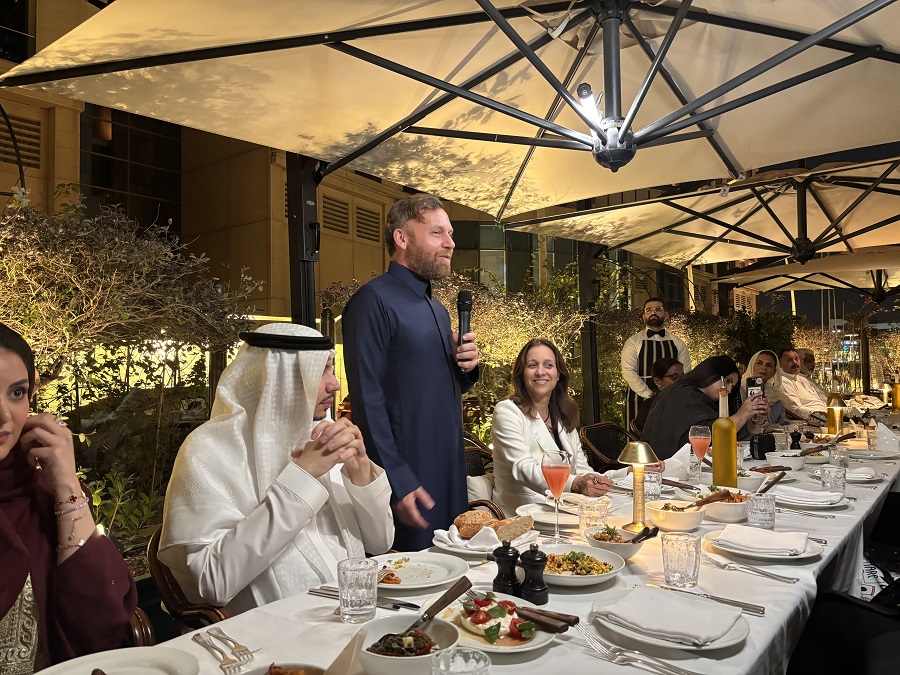 Burak Cakmak, CEO of the Saudi Fashion Commission, speaks at the Istituto Marangoni Ramadan event in Riyadh. (Supplied)