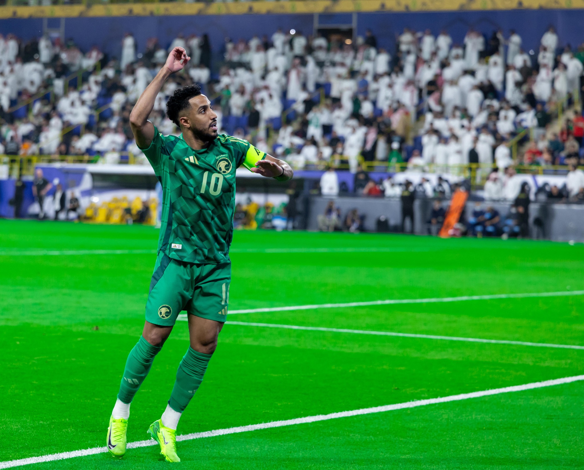 Salem Al-Dawsari celebrates scoring Saudi's goal in the 1-0 win over China. (X/@SaudiNT)