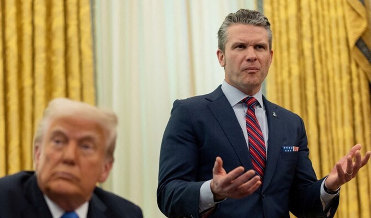 US Defense Secretary Pete Hegseth speaks next to President Donald Trump, in the Oval Office at the White House, in Washington DC, US, on March 21, 2025. (Reuters/File)