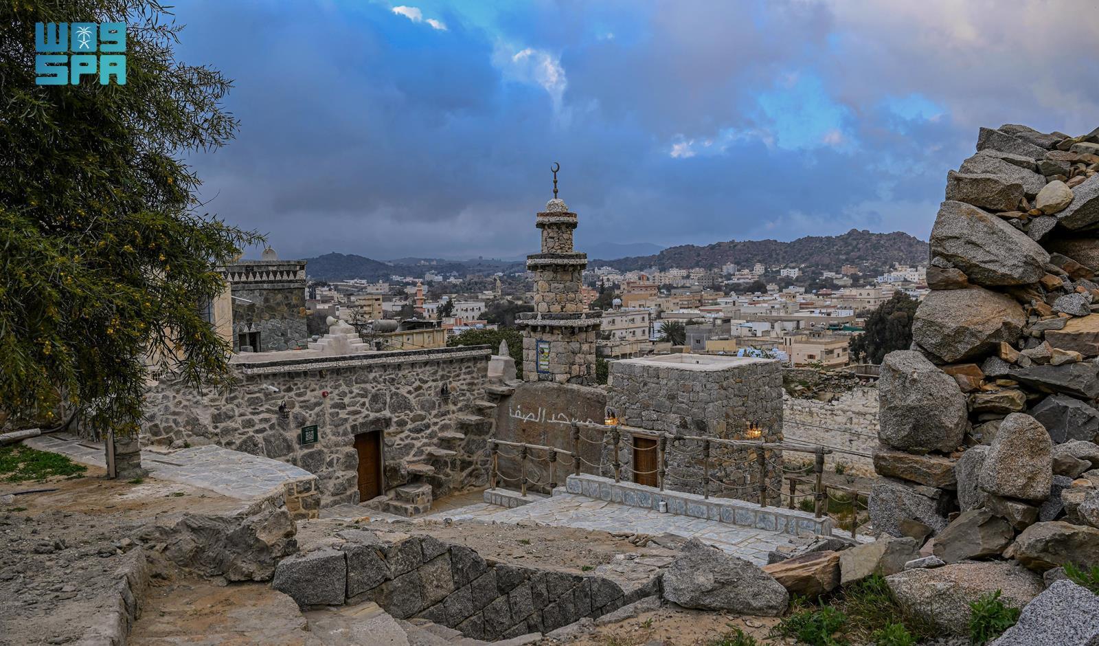 Historic Al-Safa Mosque in Baha restored in traditional Sarawat style