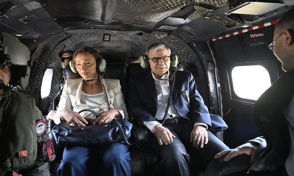 Nawaf Salam makes the trip to Tripoli on board a military helicopter. (X/@ObserveLebanon)