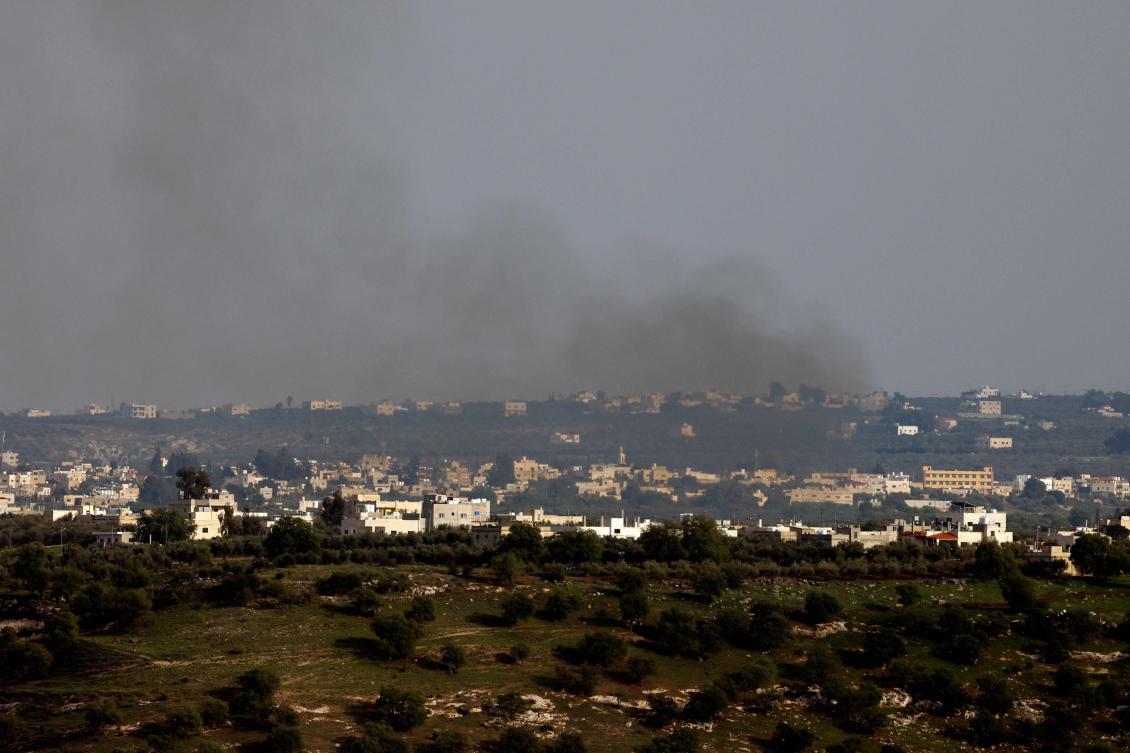Smoke billows above the Syrian village of Koayiah during Israeli bombardment on March 25, 2025. (AFP)