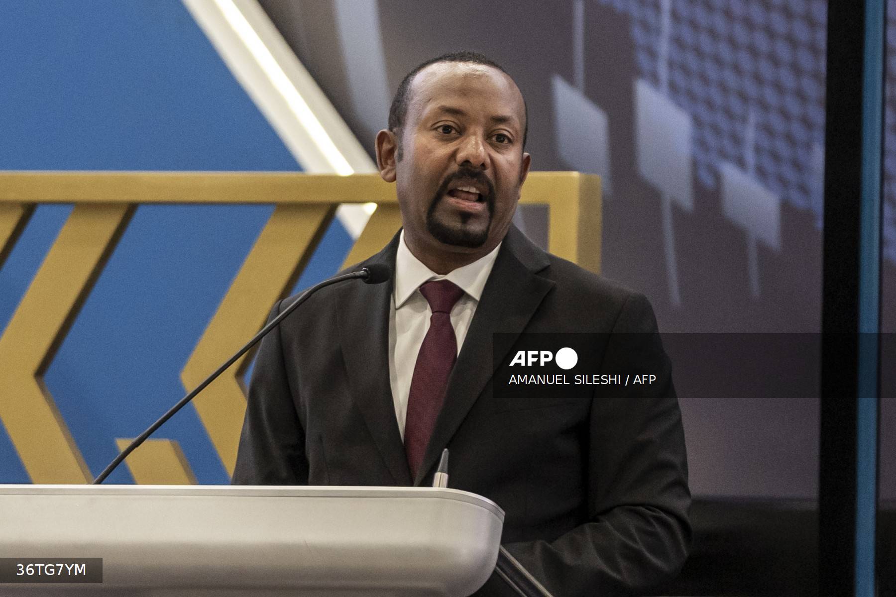 Ethiopia’s Prime Minister Abiy Ahmed speaks during the launch of Ethiopian Securities Exchange in Addis Ababa, Ethiopia, on January 10, 2025. (File/AFP)