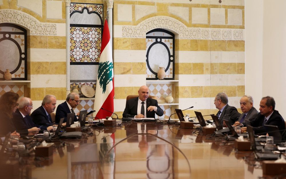 Lebanon’s President Joseph Aoun presides over a cabinet session at the presidential palace in Baabda, Lebanon, Mar. 27, 2025. (Reuters)