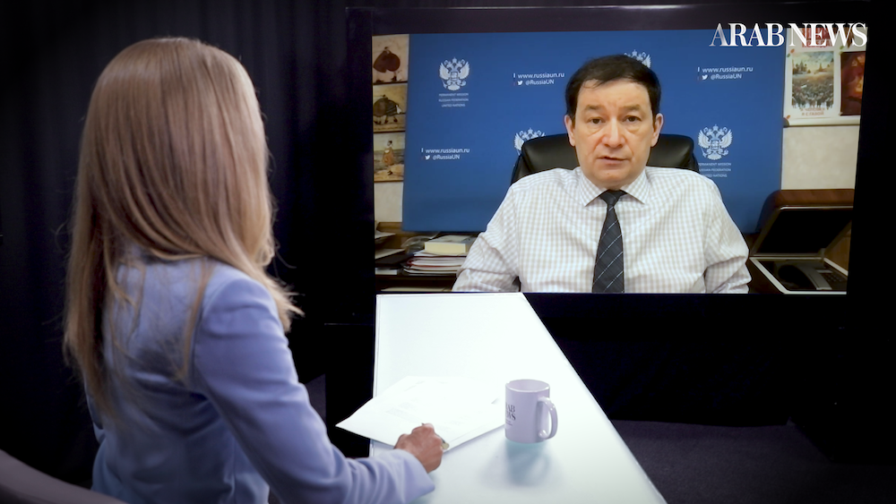 Dmitry Polyanskiy, the first deputy permanent representative of the Russian Federation to the UN, spoke on a wide range of geopolitical issues. (AN Photo)