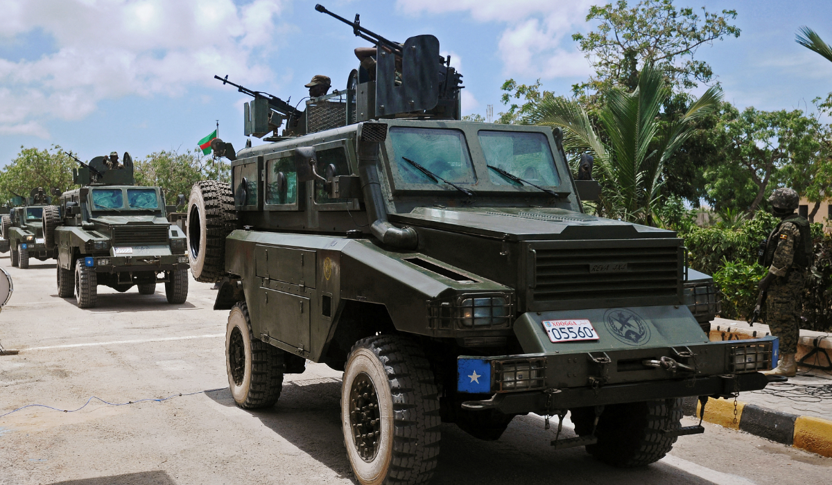 A Somali militray truck at the Gaashandhiga academy compound take part in the celebrations of the 56th anniversary day of the Somali military force in Mogadishu, on April 12, 2016. (AFP)