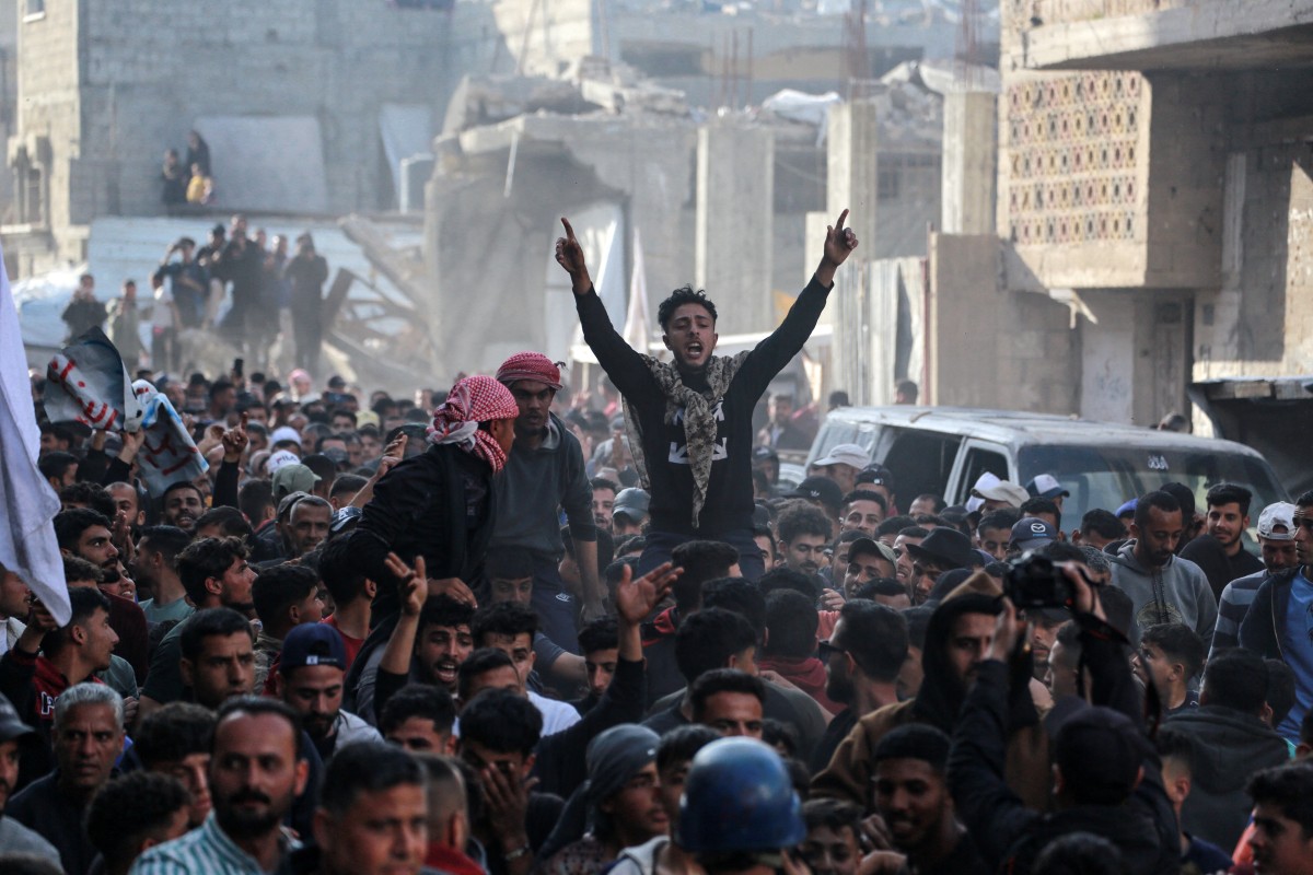 alestinians take part in an anti-Hamas protest, calling for an end to the war with Israel, in Beit Lahia in the northern Gaza Strip on March 26, 2025. (File/AFP)