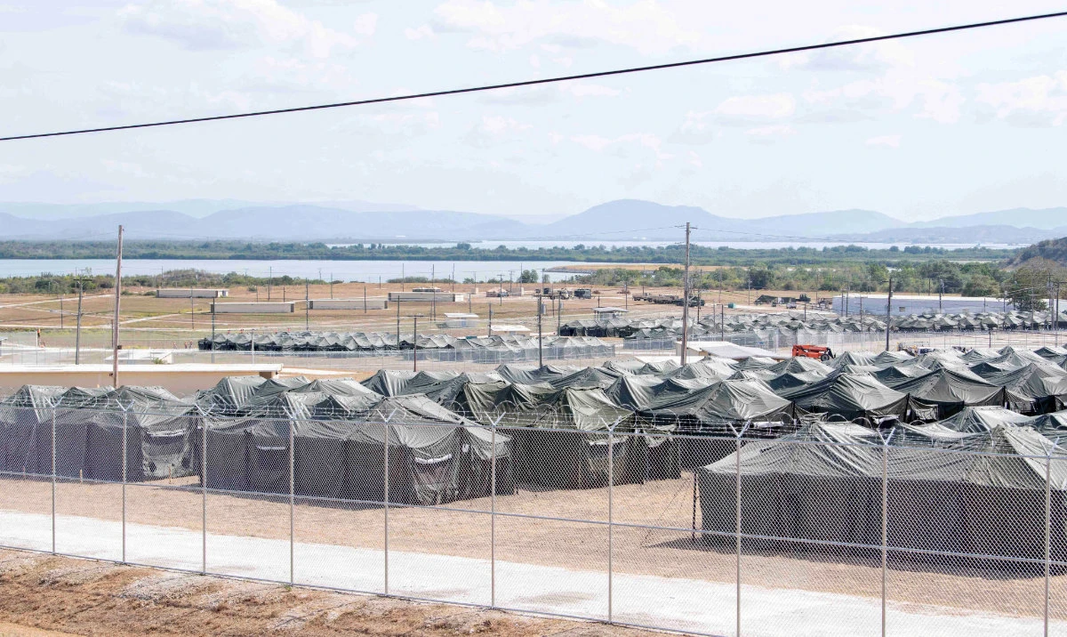 Newly erected holding tents for detained migrants are seen at the United States' Naval Station Guantanamo Bay in Guantanamo Bay, Cuba February 21, 2025. (Reuters)