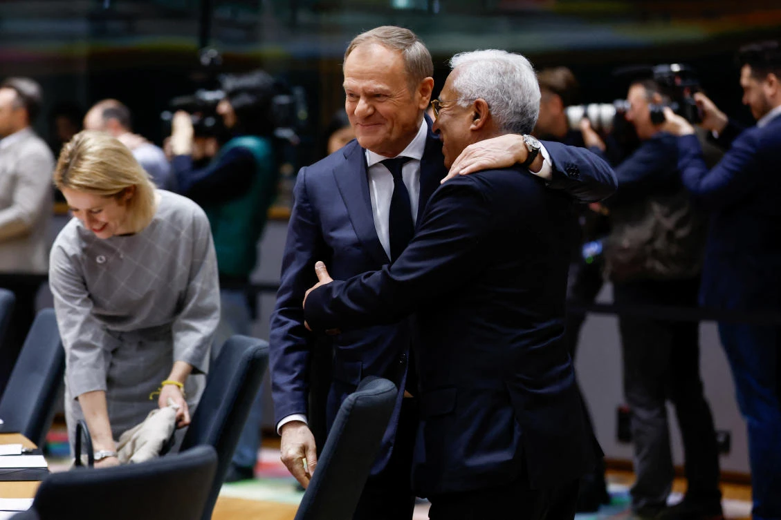 European Council President Antonio Costa and Polish Prime Minister Donald Tusk attend a European Union leaders’ special summit to discuss Ukraine and European defense, in Brussels, Mar. 6, 2025. (Reuters)
