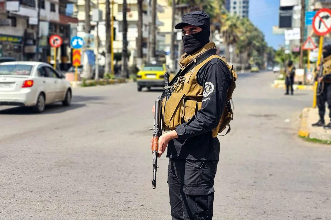 This handout picture released by the official Syrian Arab News Agency (SANA) on Mar. 8, 2025, shows Syrian forces deploying in the coastal city of Tartus. (AFP)
